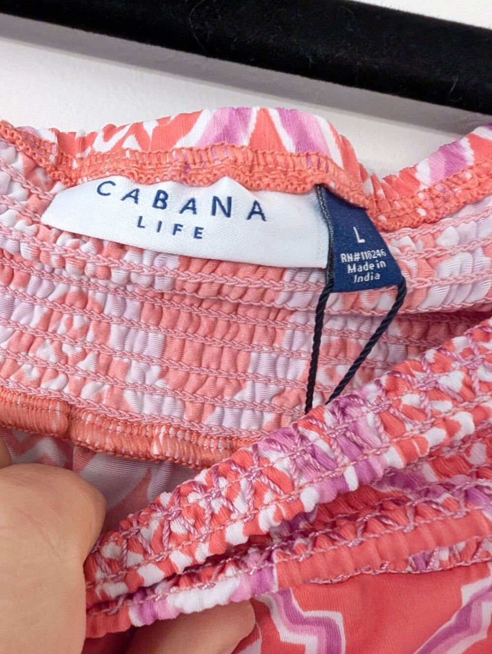 Cabana Life St. Barts Off the Shoulder Dress Coral Geo Coverluxe Smocked Dress - Picture 5 of 7